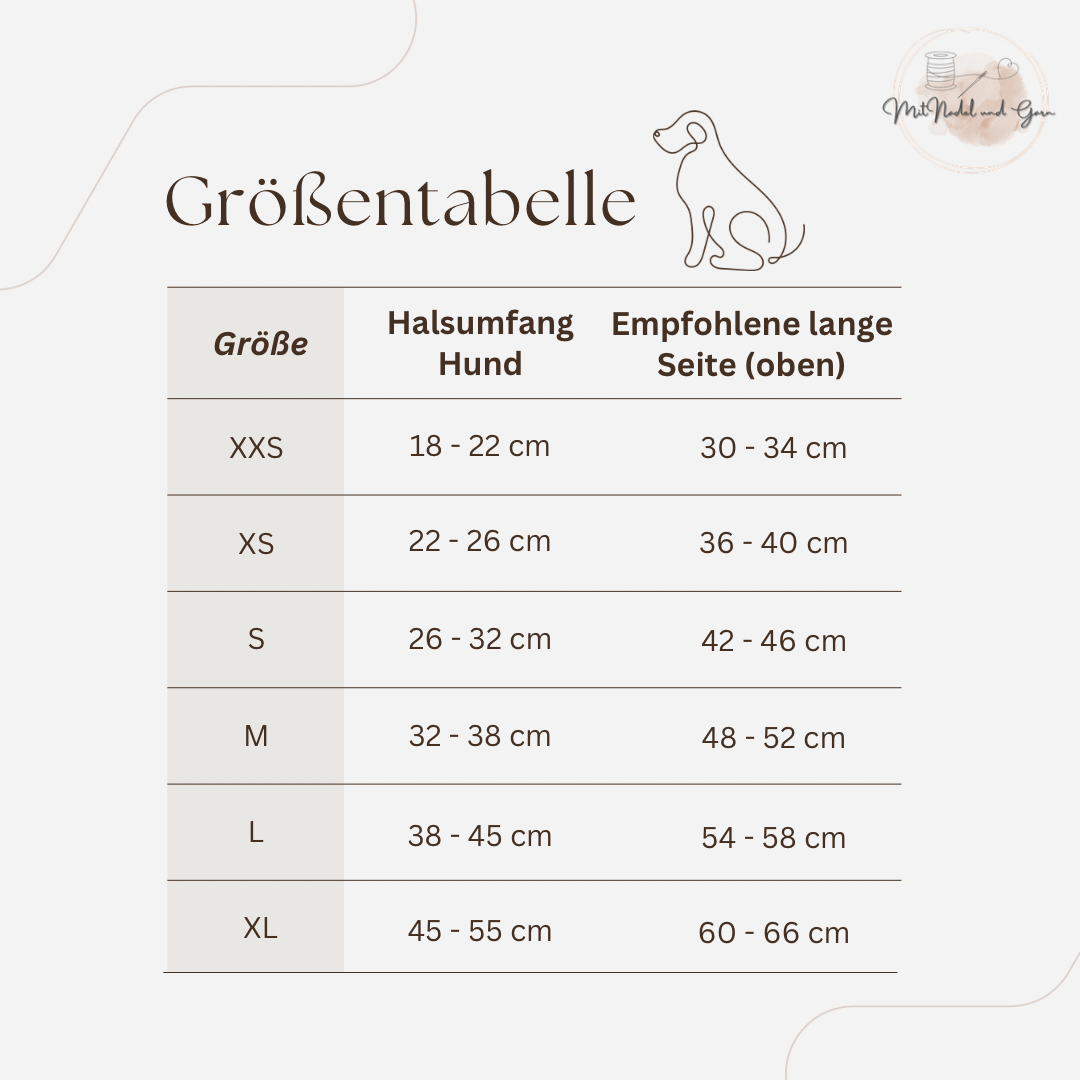 Größentabelle Daisy-Loop - Hundehalstuch mit Gänseblümchen-Design