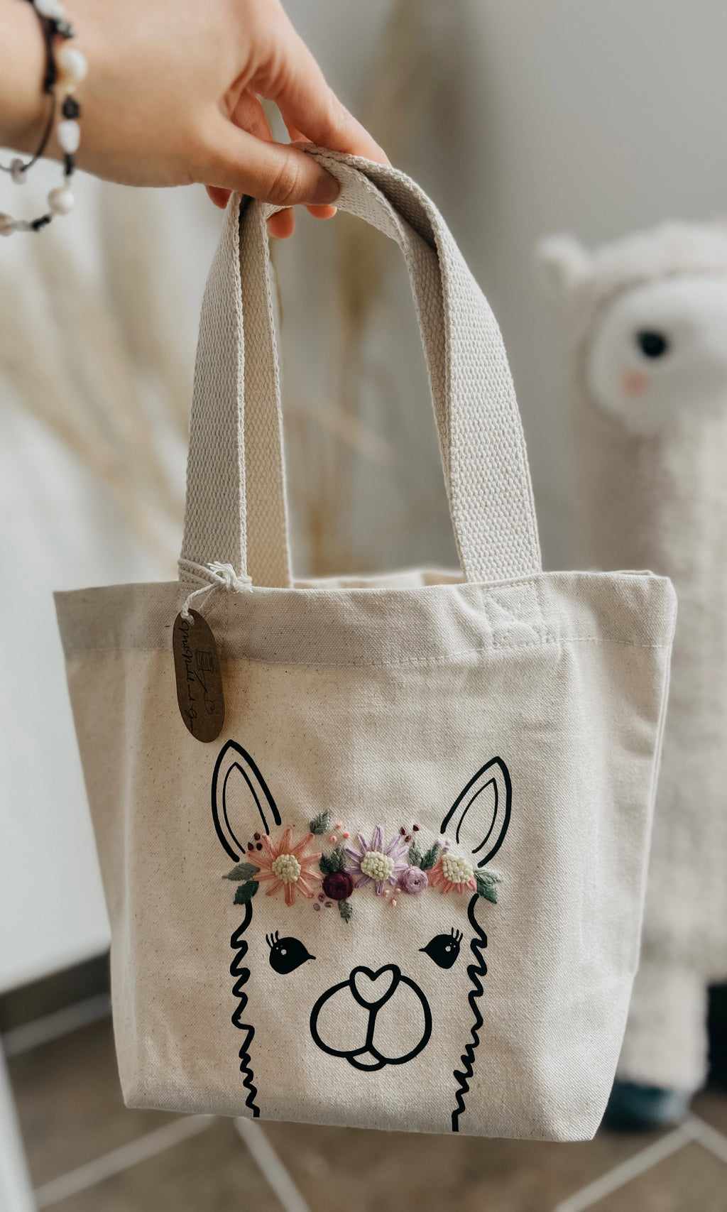 Mila-Bag - Kleine Stofftasche mit niedlichem Alpaka-Design
